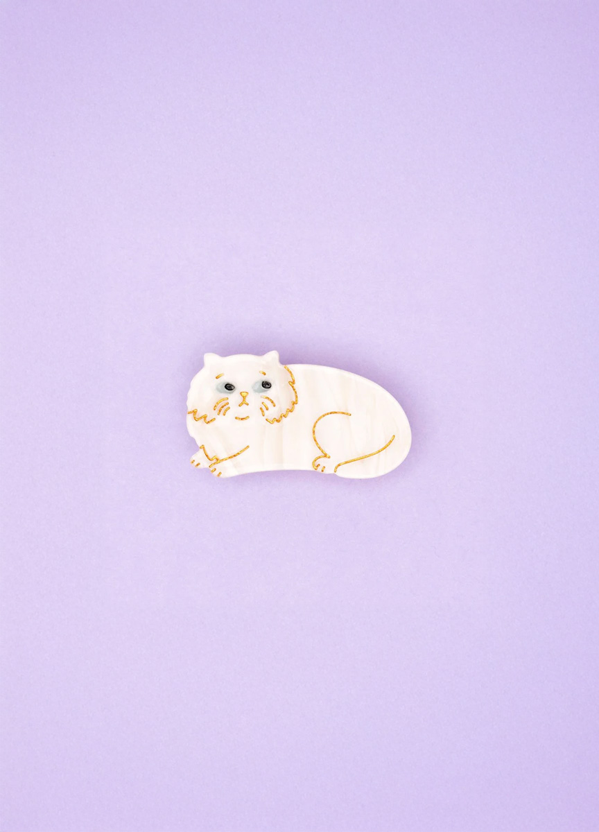 白色波斯貓小髮夾